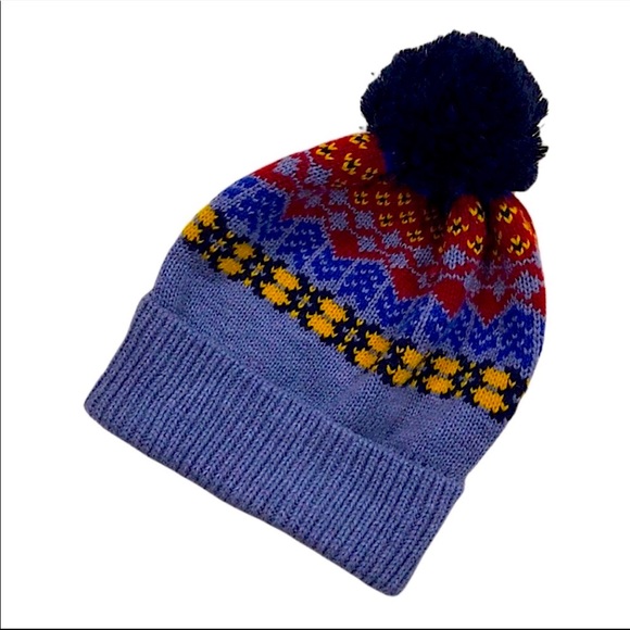 GOOD FELLOWS Knit cap Gray Burgundy Gold Black Ski Cap One size - Picture 2 of 6